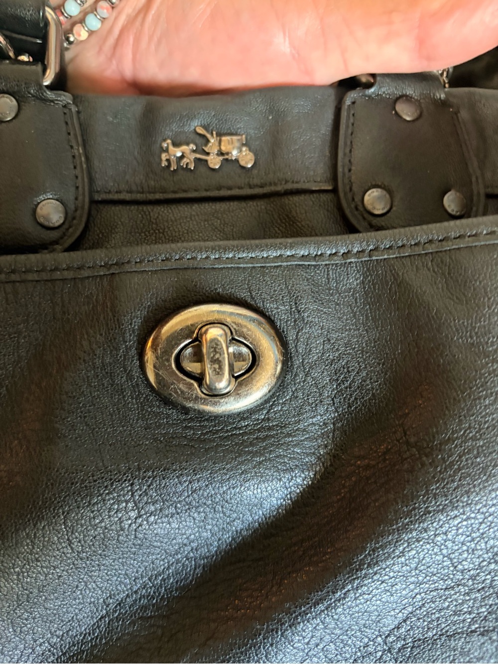 Coach Rhyder Satchel Soft Black Leather Gunmetal Hardware - Picture 5 of 12